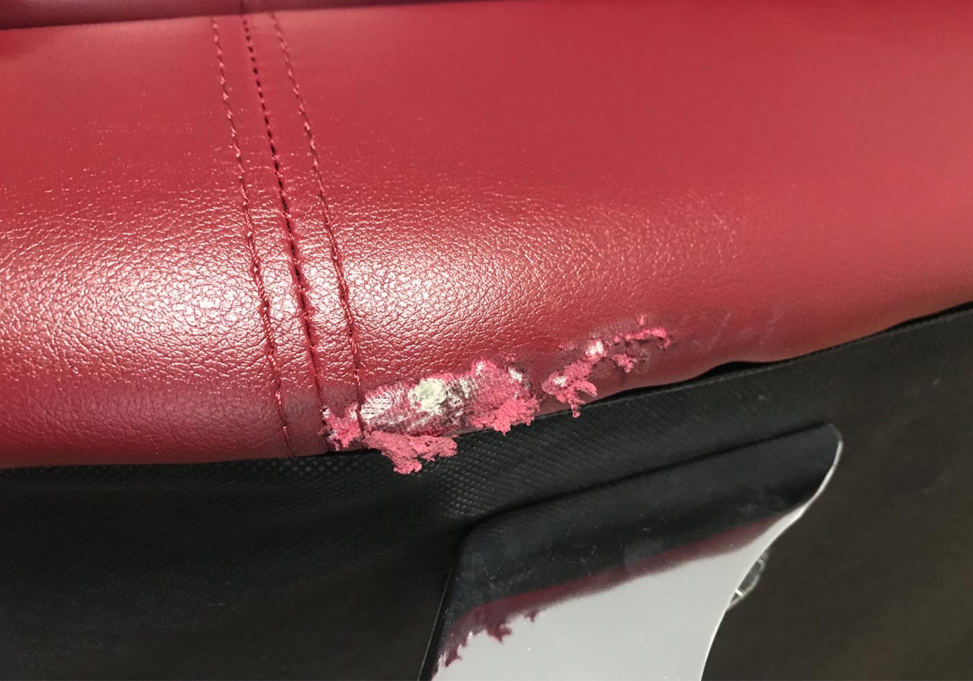 Vinyl leather tear damage