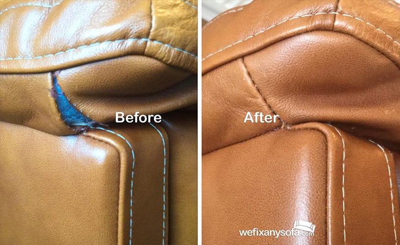 Sofa Repairs With Leather Stitching, How To Hide Tear On Leather Sofa